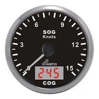 WEMA GPS knopmåler m/kompass, SL-sort 0-15 knop